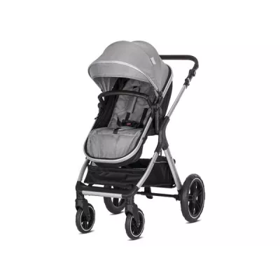 Carucior Set 3 in1, Viola, cos auto Spirit inclus, transformabil, sezut reversibil,  pana la 22 kg, Grey