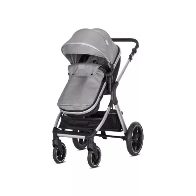 Carucior Set 3 in1, Viola, cos auto Spirit inclus, transformabil, sezut reversibil,  pana la 22 kg, Grey