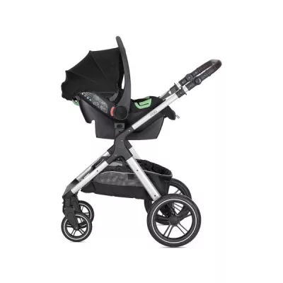Carucior Set 3 in1, Viola, cos auto Spirit inclus, transformabil, sezut reversibil,  pana la 22 kg, Grey