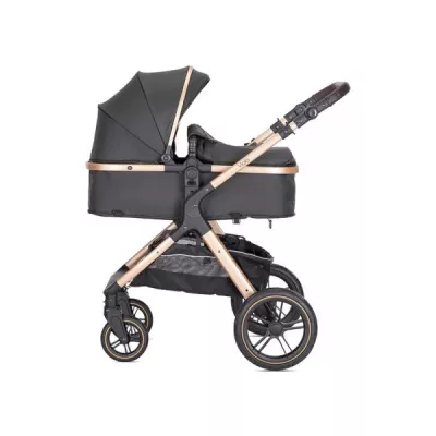 Carucior 3 in 1 - Carucior Set 3 in1, Viola, cos auto Spirit inclus, transformabil, sezut reversibil,  pana la 22 kg, Black, bebelorelli.ro