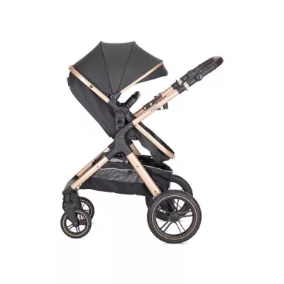 Carucior Set 3 in1, Viola, cos auto Spirit inclus, transformabil, sezut reversibil,  pana la 22 kg, Black