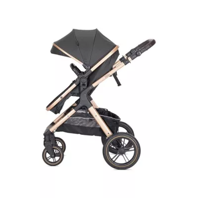 Carucior Set 3 in1, Viola, cos auto Spirit inclus, transformabil, sezut reversibil,  pana la 22 kg, Black