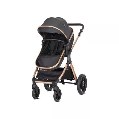 Carucior Set 3 in1, Viola, cos auto Spirit inclus, transformabil, sezut reversibil,  pana la 22 kg, Black