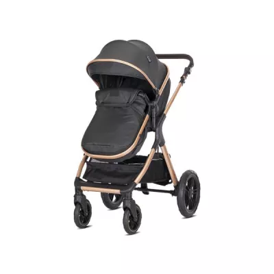 Carucior Set 3 in1, Viola, cos auto Spirit inclus, transformabil, sezut reversibil,  pana la 22 kg, Black