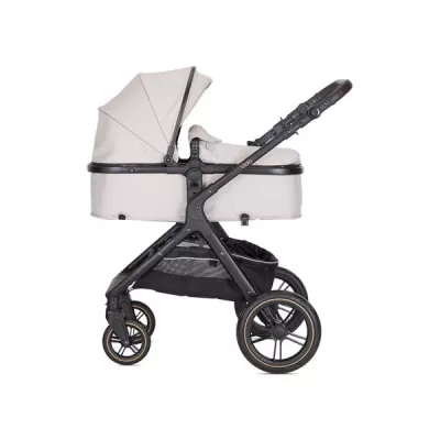 Carucior Set 3 in1, Viola, cos auto Spirit inclus, transformabil, sezut reversibil,  pana la 22 kg, Beige