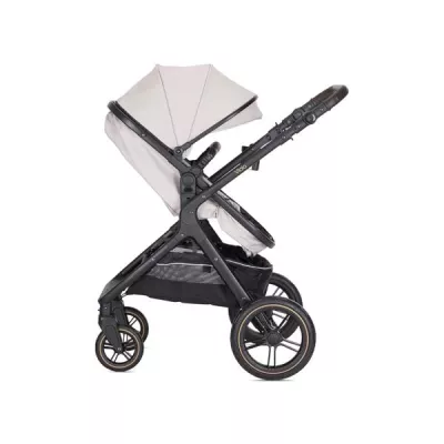 Carucior Set 3 in1, Viola, cos auto Spirit inclus, transformabil, sezut reversibil,  pana la 22 kg, Beige