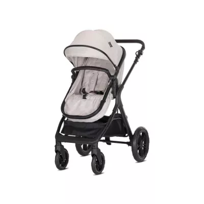Carucior Set 3 in1, Viola, cos auto Spirit inclus, transformabil, sezut reversibil,  pana la 22 kg, Beige