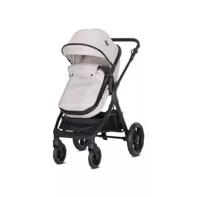 Carucior Set 3 in1, Viola, cos auto Spirit inclus, transformabil, sezut reversibil,  pana la 22 kg, Beige