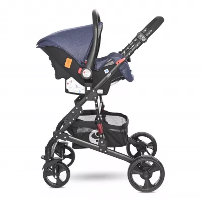 Carucior Set, Alba Classic, landou transformabil, cos auto inclus, cadru aluminiu, Jeans Blue