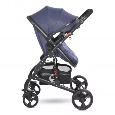 Carucior Set, Alba Classic, landou transformabil, cos auto inclus, cadru aluminiu, Jeans Blue