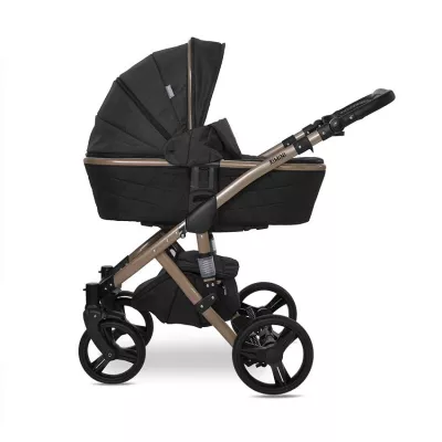 Carucior set Rimini Premium, landou separat, sezut reversibil, cadru din aluminiu, cos auto optional, Negru
