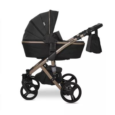 Carucior set Rimini Premium, landou separat, sezut reversibil, cadru din aluminiu, cos auto optional, Negru