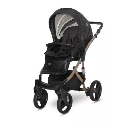 Carucior set Rimini Premium, landou separat, sezut reversibil, cadru din aluminiu, cos auto optional, Negru