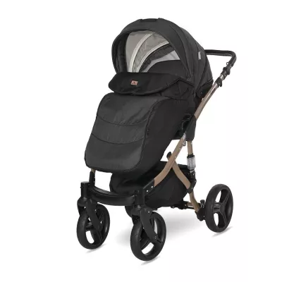 Carucior set Rimini Premium, landou separat, sezut reversibil, cadru din aluminiu, cos auto optional, Negru