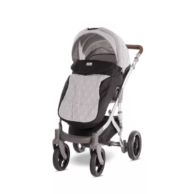 Carucior set Rimini Premium, landou separat, sezut reversibil, cadru din aluminiu, cos auto optionalt, Cool Gri cu Stelute