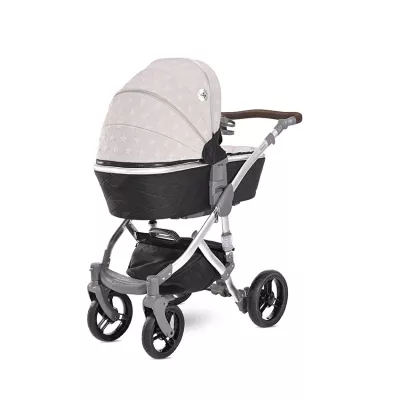 Carucior set Rimini Premium, landou separat, sezut reversibil, cadru din aluminiu, cos auto optionalt, Cool Gri cu Stelute