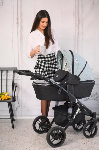 Carucior set Rimini Premium, landou separat, sezut reversibil, cadru din aluminiu, cos auto optional, Cameo Rose Stars