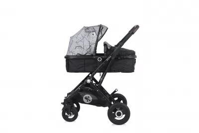 Carucior Set, Sena, landou transformabil, cos auto inclus, cadru din aluminiu, Grey Marble New