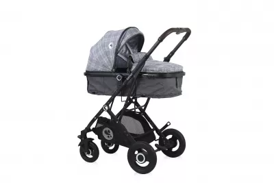 Carucior Set, Sena, landou transformabil, cos auto inclus, cadru din aluminiu, Grey Squared