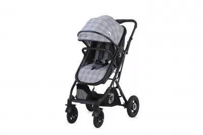 Carucior Set, Sena, landou transformabil, cos auto inclus, cadru din aluminiu, Grey Squared
