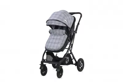 Carucior Set, Sena, landou transformabil, cos auto inclus, cadru din aluminiu, Grey Squared