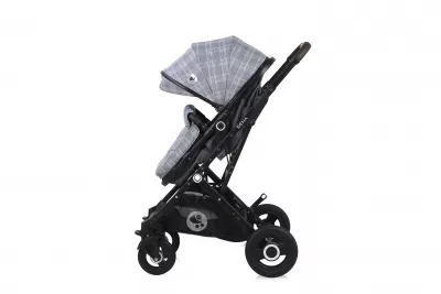 Carucior Set, Sena, landou transformabil, cos auto inclus, cadru din aluminiu, Grey Squared