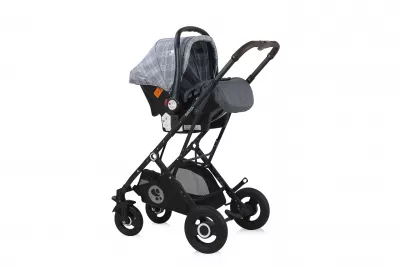Carucior Set, Sena, landou transformabil, cos auto inclus, cadru din aluminiu, Grey Squared