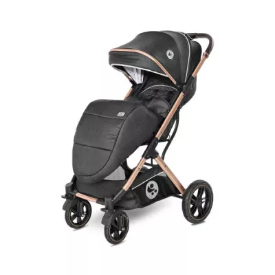 Carucior set, Storm, de la 0 luni pana la 4 ani, maxim 22 kg, cos auto inclus, cadru din aluminiu, Luxe Black