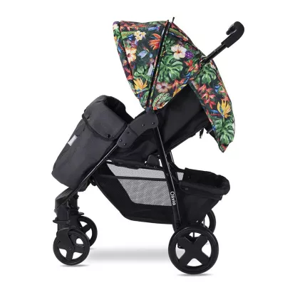 Carucior sport Olivia Basic, cu husa de picioare, pliere tip carte, Flori Tropicale