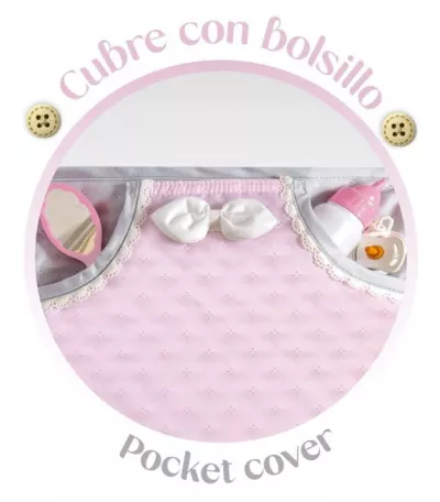 Carucior tip landou pentru papusi, stil vintage, cu accesorii complete si maner reglabil, colectia Sophie, Roz