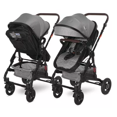 Carucior Alba Premium, landou transformabil, adaptori scoica, de la 0 luni pana la 3 ani, maxim 15 kg, Opaline Grey