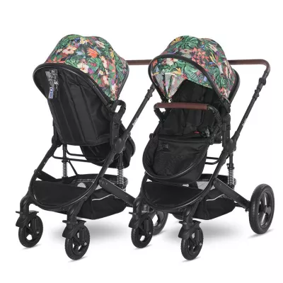 Carucior  Boston, de la 0 luni pana la 4 ani, maxim 22 kg, landou separat,  cadru din aluminiu, cos auto optional, Tropical Flowers