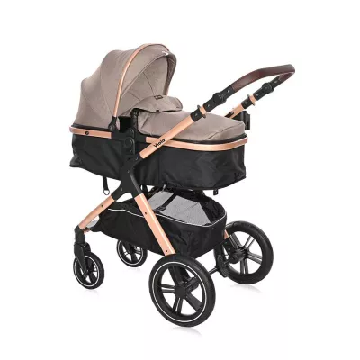 Carucior 2 in 1 - Carucior transformabil, Viola, cu adaptori cos auto, pana la 22 kg, Pearl Beige, bebelorelli.ro