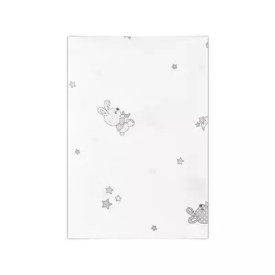 Cearceaf bumbac ranforce, 100 x 150 cm, Little Rabbits Grey