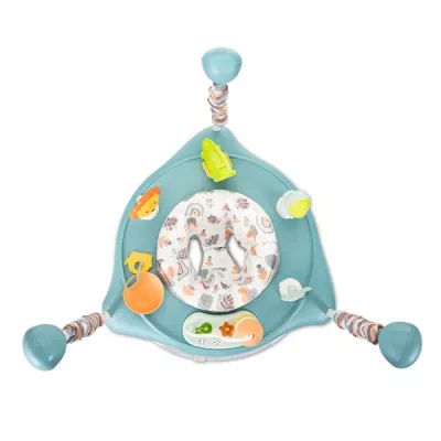 Centre de activitati - Centru de joaca 2in1 pentru bebelusi, Hoppi, Jumper, scaun rotativ 360 grade, inaltime reglabila in 3 trepte, jucarii interactive, muzica si lumini, 6 luni+, Blue, bebelorelli.ro