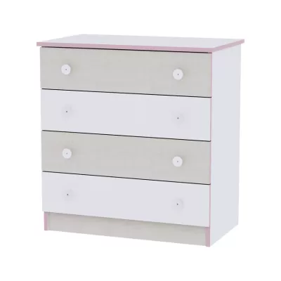 Comoda lemn, 81x50x86 cm, 4 sertare, White Pink Crossline