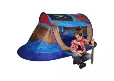 Cort de joaca pop-up pentru copii, Knorr Toys, potrivit interior/exterior, din material hidrofug, 170x85x70 cm, 3 Ani+, Corabia Piratilor