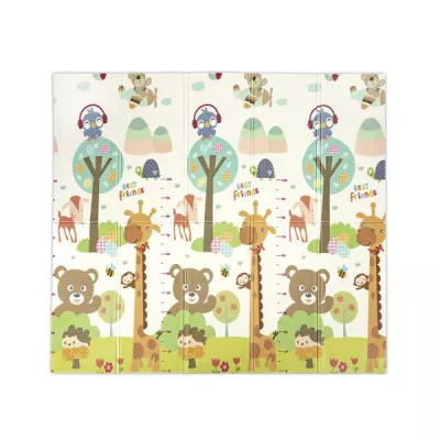 Covoras de joaca termic pentru copii, din spuma XPE, design cu doua fete, pliabil, 180 x 200 cm, Best Friends & Stars