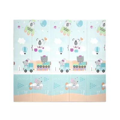 Covoare copii - Covoras de joaca termic pentru copii, din spuma XPE, design cu doua fete, pliabil, 180 x 200 cm, Tiny Travelers Expedition, bebelorelli.ro