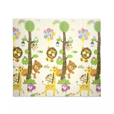 Covoare copii - Covoras de joaca termic pentru copii, din spuma XPE, design cu doua fete, pliabil, 180 x 200 cm, Under The Rainbow, bebelorelli.ro
