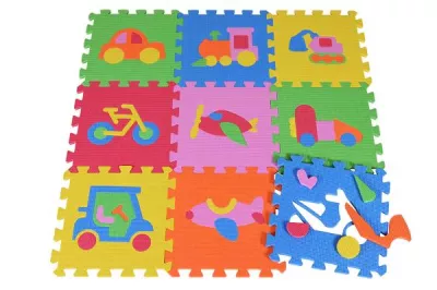 Covoare copii - Covoras puzzle colorat, Knorr Toys, 9 piese, 30x30x1 cm, din spuma moale Eva, izolator si antiderapant, 3 Ani+, Trafic, bebelorelli.ro