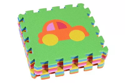 Covoras puzzle colorat, Knorr Toys, 9 piese, 30x30x1 cm, din spuma moale Eva, izolator si antiderapant, 3 Ani+, Trafic