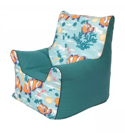 Mobilier camera copii - Fotoliu pentru copii, Knorr Toys, umplutura bilute din polistiren care iau forma corpului, husa din bumbac detasabila si lavabila, 60 x 58 x 60 cm, 2-10 Ani, Clownfish, bebelorelli.ro