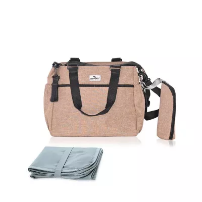 Geanta accesorii bebelusi, Maya, compartimentata, Beige