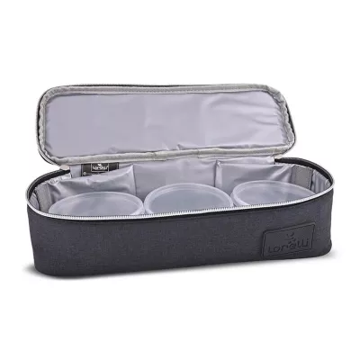Geanta termica pentru mancare Avy, 3 compartimente detasabile, 33x11x10 cm, Negru