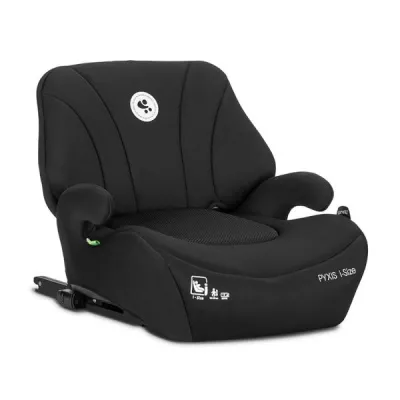 Inaltator auto pentru copii, Pyxis, i-Size, Isofix, tip booster cu spatar detasabil, 6-12 ani, 125-150 cm, Black