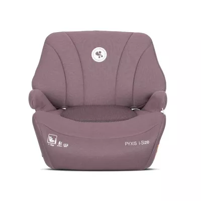 Inaltator auto pentru copii, Pyxis, i-Size, Isofix, tip booster cu spatar detasabil, 6-12 ani, 125-150 cm, Pink