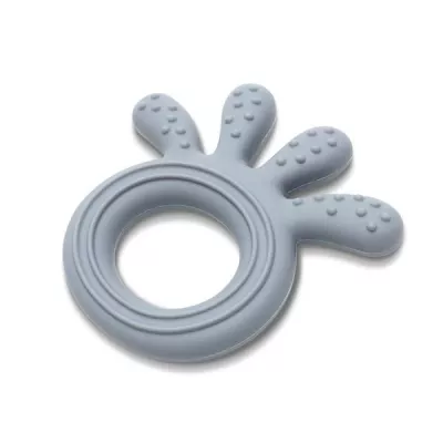 Jucarii de dentitie bebe - Jucarie de dentitie din silicon, 0 luni+, Octopus, Grey, bebelorelli.ro