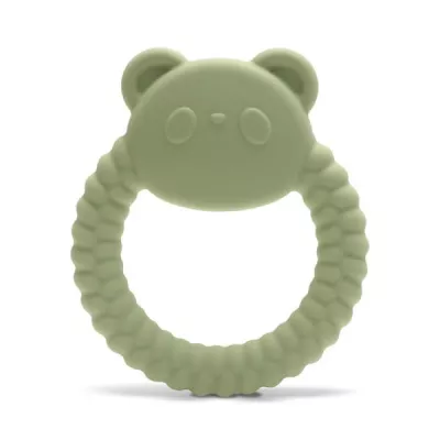 Jucarii de dentitie bebe - Jucarie de dentitie din silicon, 0 luni+, Panda, Fresh Green, bebelorelli.ro