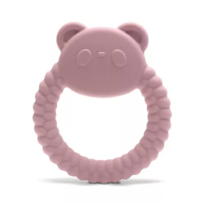 Jucarie de dentitie din silicon, 0 luni+, Panda, Pink